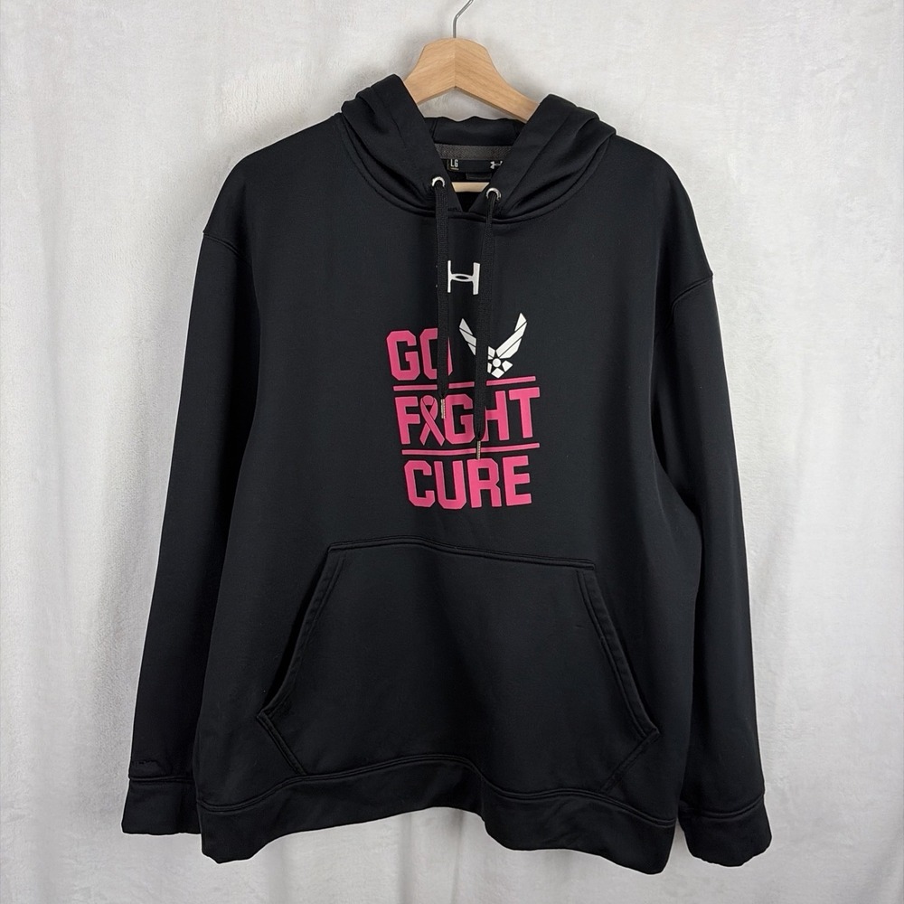 Under Armour Air Force Breast Cancer Awareness Go Fight Cure Hoodie Black Large